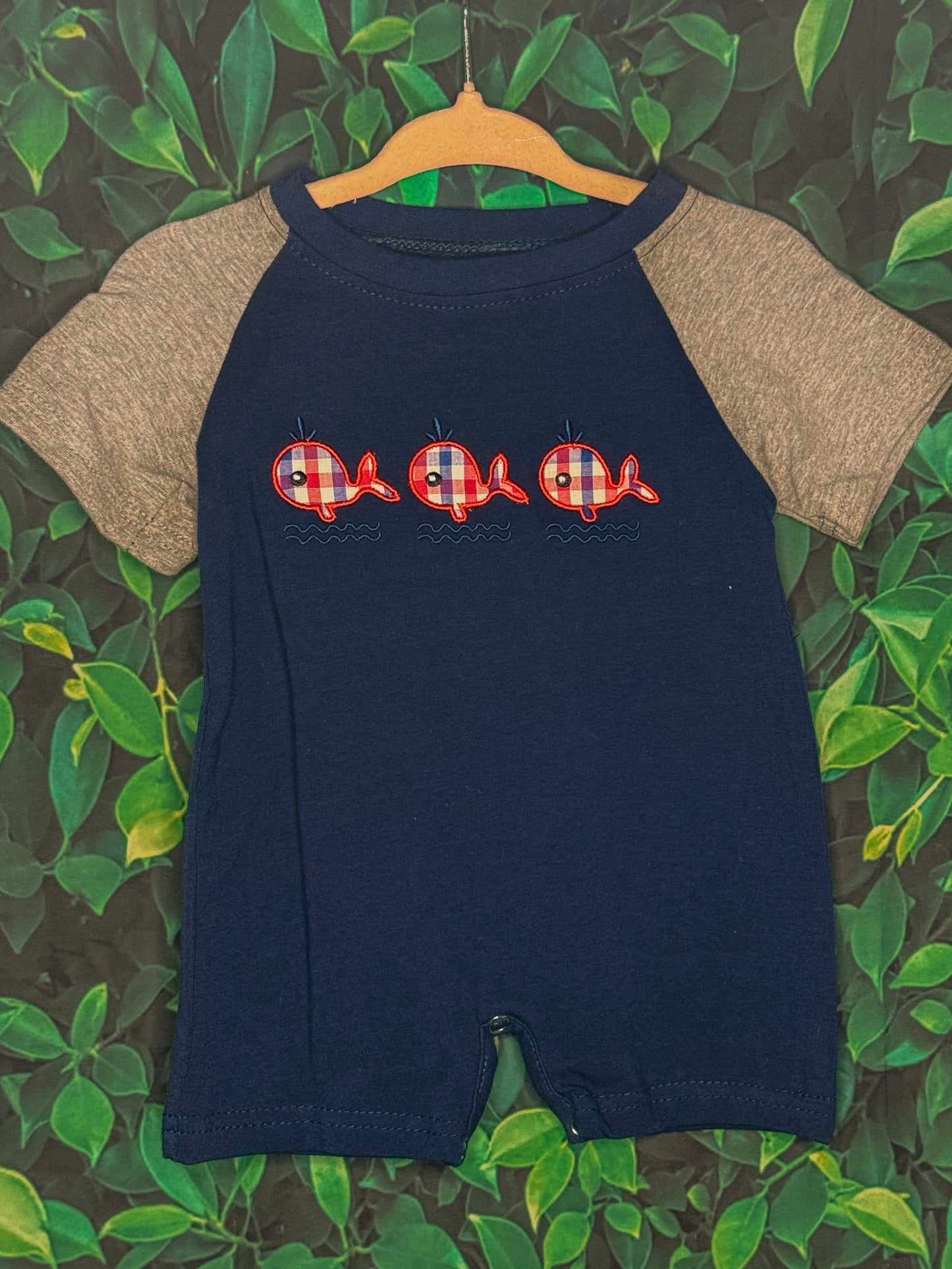 Plaid Whale Romper - Baby Jac + Co.